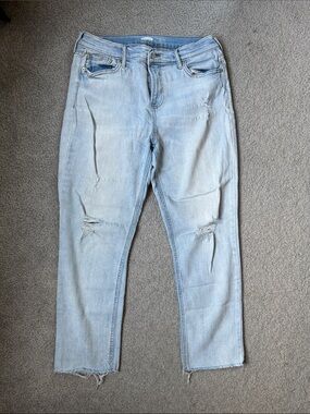 Old Navy The Power Jean Perfect Straight Ankle Ripped Light Wash Raw hem